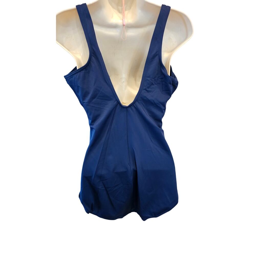 Lands end 12 DDD navy one peice full coverage swim suit modest minimalist EUC - Picture 3 of 7